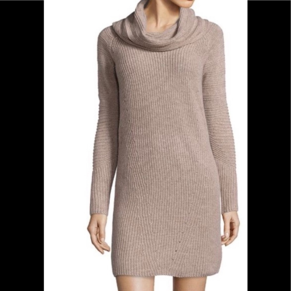 Hayden Cashmere Cowlneck beige cashmere sweater dress